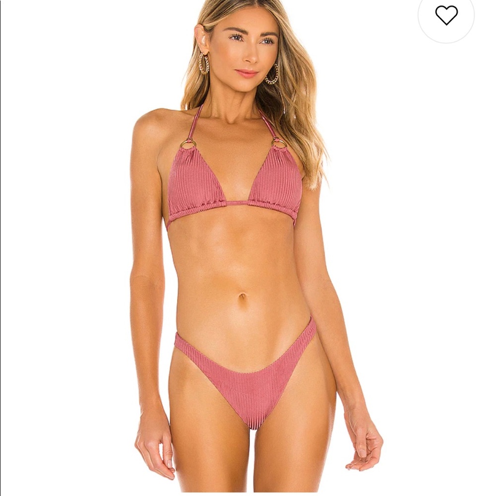 Vitamin A Swimwear California High Leg Bikini Bottom in Havana Rose Rib -S- NWT